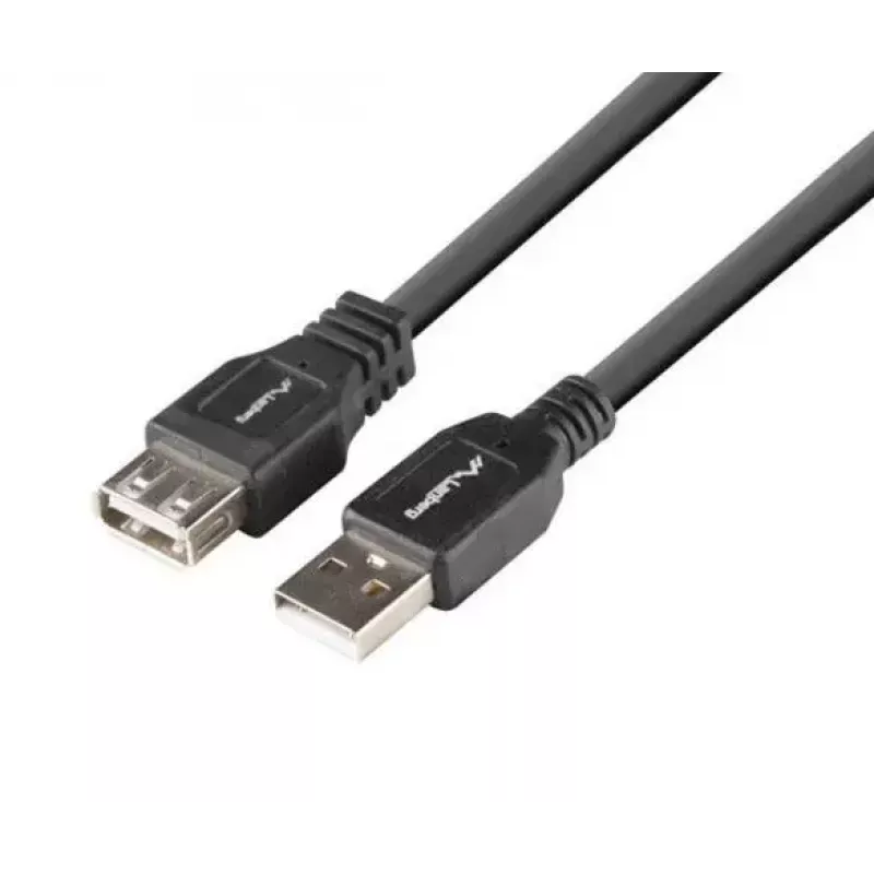 LANBERG USB-A į USB-A laidas 2.0, kištukas į lizdą, 1,8 m, juodas