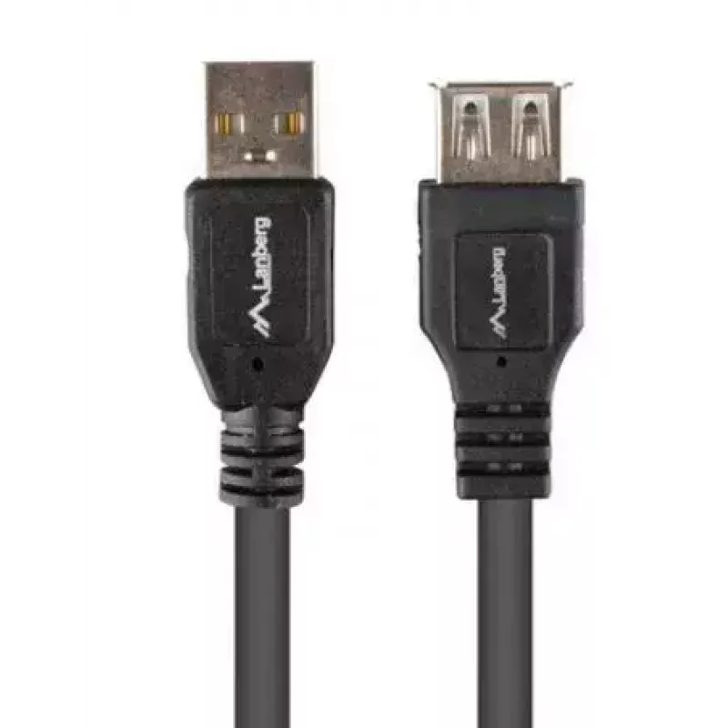 LANBERG USB-A į USB-A laidas 2.0, kištukas į lizdą, 1,8 m, juodas