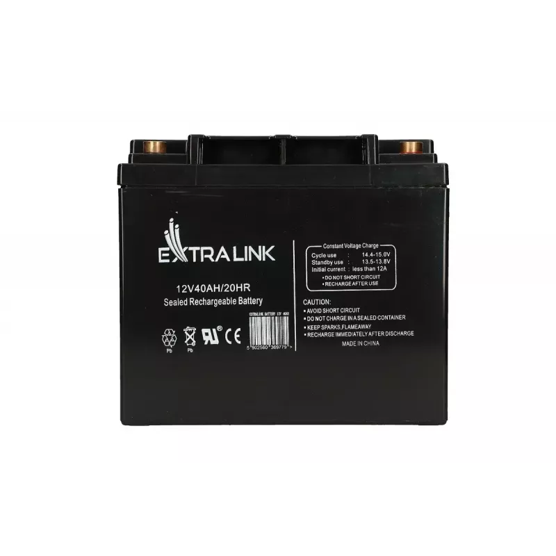 Extralink AGM sandari švino rūgšties baterija 12V 40Ah nereikalaujanti priežiūros, VRLA, 12,2 kg