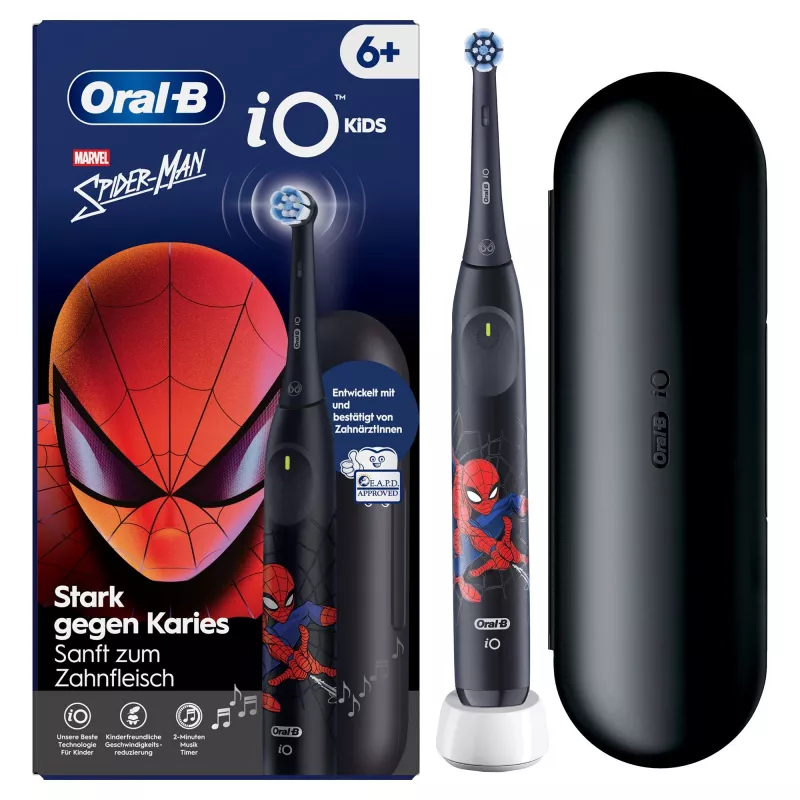 Oral-B iO Kids Spiderman vaikiškas rotacinis dantų šepetėlis juodas