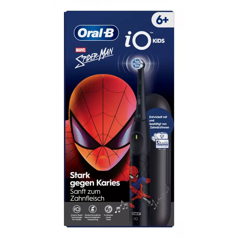 Oral-B iO Kids Spiderman vaikiškas rotacinis dantų šepetėlis juodas