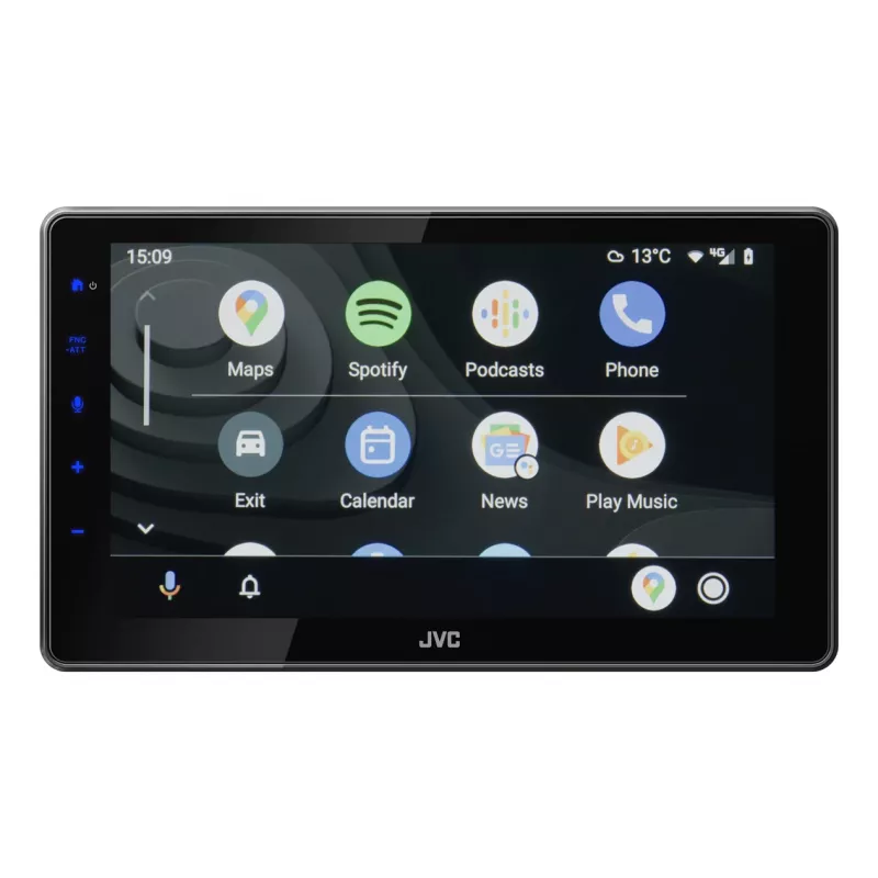 2-DIN JVC KW-M795DBW automobilio multimedijos imtuvas, 9 colių talpinis jutiklinis ekranas, 200 W, „Wi‑Fi“ dviejų dažnių juostų, „Bluetooth“, DAB+/FM/AM