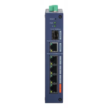 Valdomas pramoninis komutatorius DAHUA CHS4106-4ET-60 — 6 prievadų, 4x PoE 10/100, L2, 4,8 Gbit/s, 8000 MAC