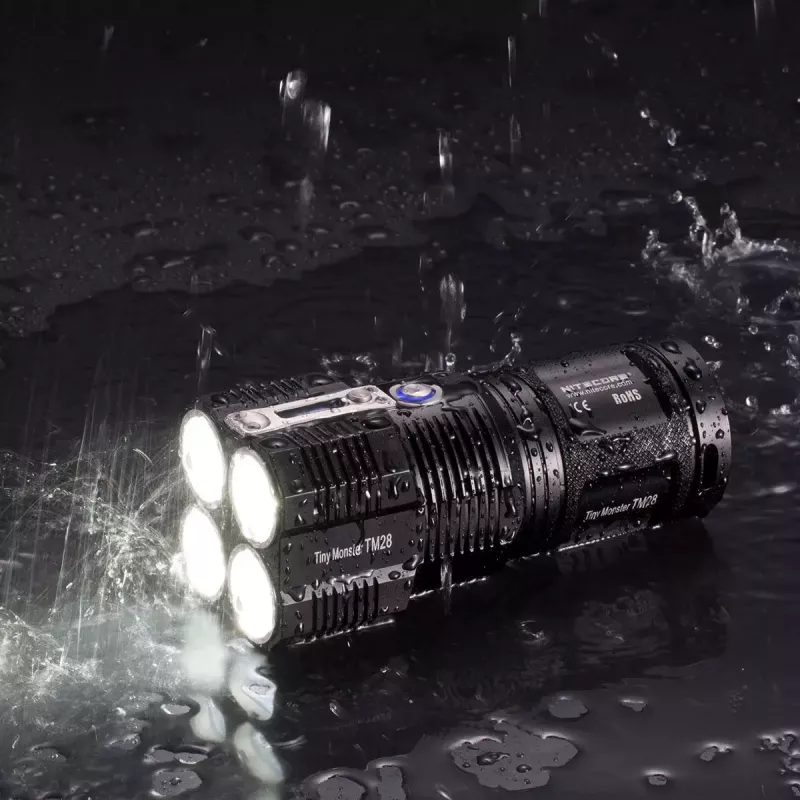 Rankinis žibintuvėlis Nitecore TM28, LED 4×, maks. 6000 lm, Li‑Ion, juodas, 142 mm ilgis, 414 g