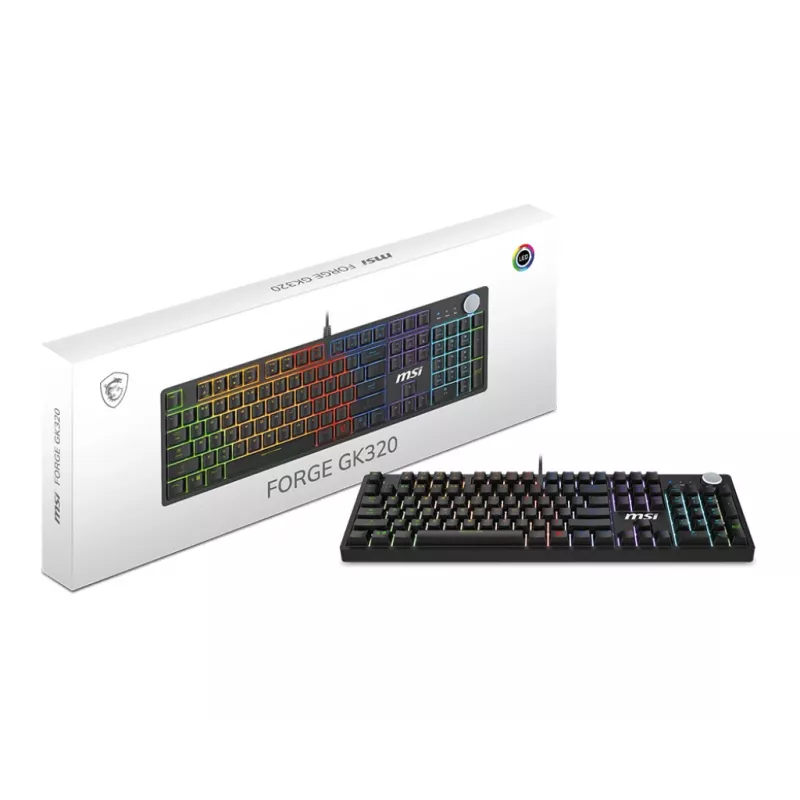 MSI FORGE GK320 RED klaviatūra Žaidimų USB QWERTY US International juoda