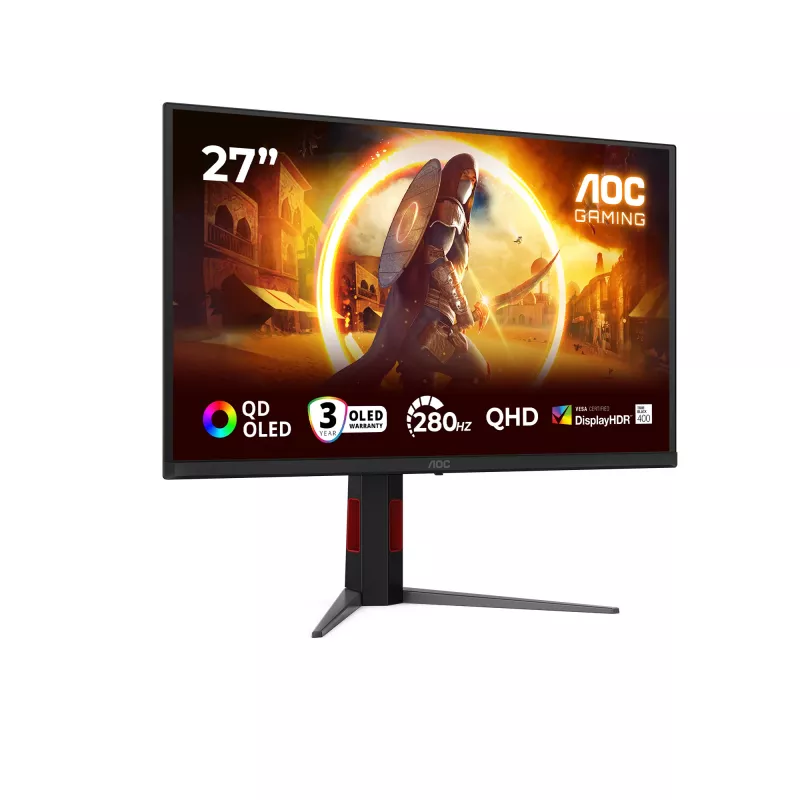 AOC G4 Q27G4ZD kompiuterio monitorius 68,6 cm (27 coliai) 2560 x 1440 pikseliai Quad HD QD-OLED Juoda, Raudona