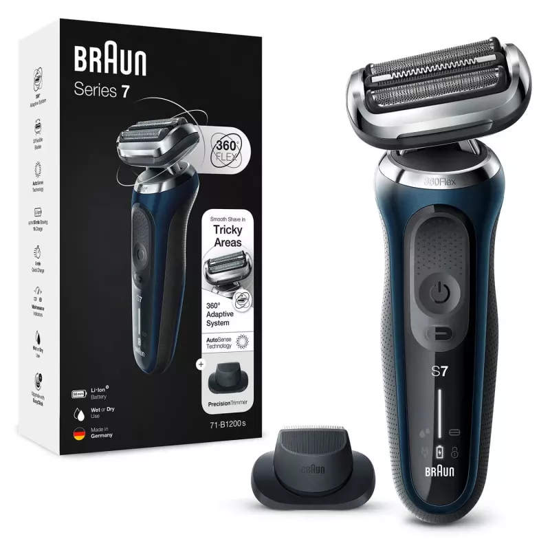 Braun Series 7 71-B1200s elektrinis barzdaskutė su žoliapjove Mėlyna