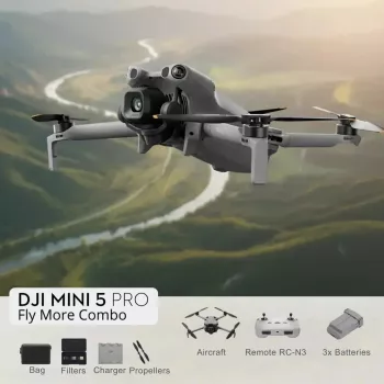 DJI MINI 5 PRO Fly More Combo (RC-N3) lengvas 249 g dronas su 50 MP jutikliu, Lidar, 3 baterijomis, nuotolinio valdymo pulteliu