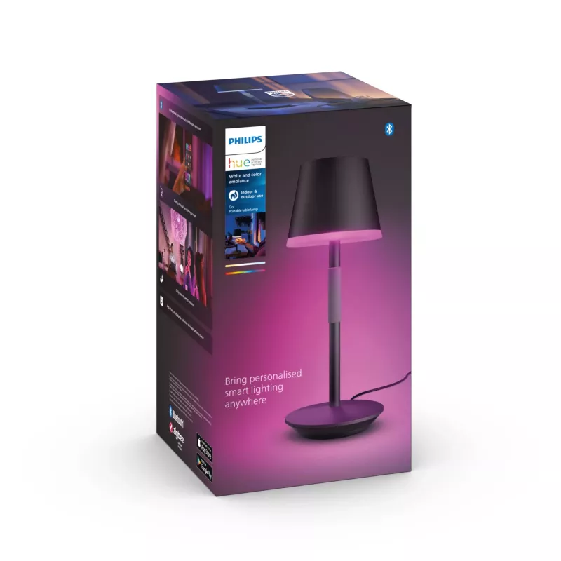 Išmanioji stalinė lempa Philips Hue Go nešiojama lempa Bluetooth Zigbee Juoda