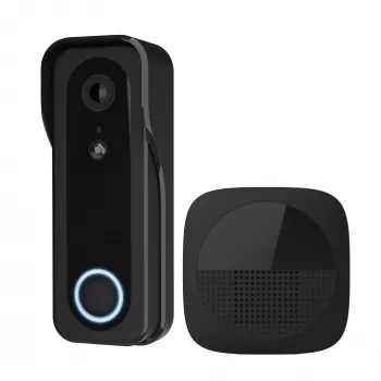 Vaizdo durų skambutis TRUST DOORCAM-3000 juodas, 3 MP, „Wi‑Fi“ 2,4 GHz, „MicroSD“ iki 256 GB, baterija / USB (8–24 V)