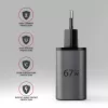 Sieninis įkroviklis AXAGON ACU-PQ67, 67W, PD3.0 + QC4+, 1x USB-C + 1x USB-A, 100–240V, pilka/juoda