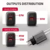 Sieninis įkroviklis AXAGON ACU-PQ67, 67W, PD3.0 + QC4+, 1x USB-C + 1x USB-A, 100–240V, pilka/juoda
