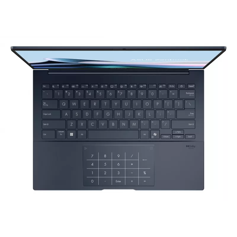 Nešiojamas kompiuteris ASUS Zenbook 14 OLED UX3405CA — Intel Core Ultra 7 255H, 14 colių 3K liečiamas, 32 GB LPDDR5x, 1 TB SSD, Intel Arc 140T, Windows 11 Home, mėlynas