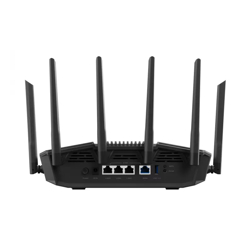 Stalinis maršrutizatorius ASUS RT-BE90U BE9400 AiMesh — Trijų dažnių „Wi‑Fi 7“ (2,4/5/6 GHz), 9400 Mbps, 2,5 Gigabit Ethernet, 4× RJ‑45 LAN, USB, juoda