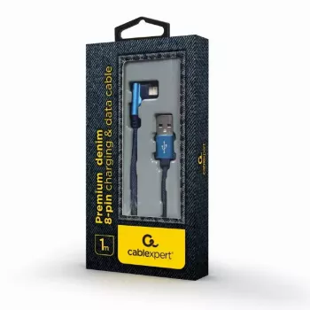 USB 2.0 duomenų kabelis Gembird CC-USB2J-AMLML-1M-BL — USB A į Micro-USB B/Lightning, 1 m, mėlynas/juodas