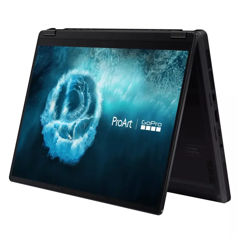 Konvertuojamas 2-in-1 nešiojamasis kompiuteris ASUS ProArt PX13 HN7306EAC GoPro Edition — AMD Ryzen AI Max+ 395, 3 GHz, 13,3 col. 3K lietimui jautrus, 128 GB LPDDR5x, 1 TB SSD, Windows 11 Pro, juoda