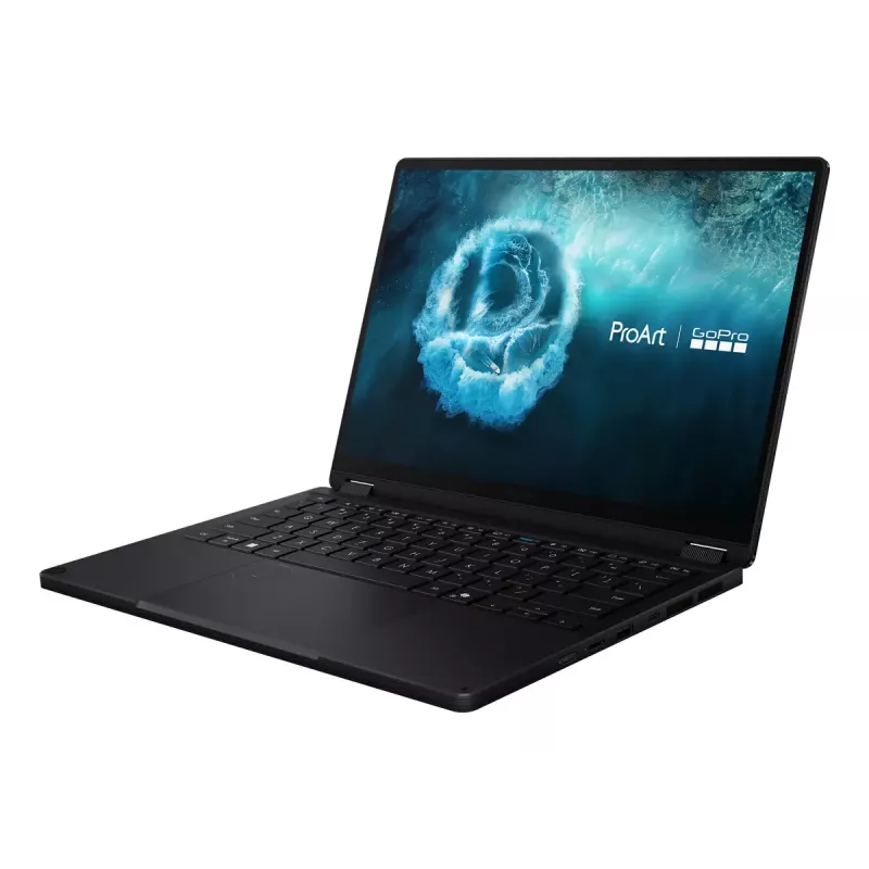 Konvertuojamas 2-in-1 nešiojamasis kompiuteris ASUS ProArt PX13 HN7306EAC GoPro Edition — AMD Ryzen AI Max+ 395, 3 GHz, 13,3 col. 3K lietimui jautrus, 128 GB LPDDR5x, 1 TB SSD, Windows 11 Pro, juoda