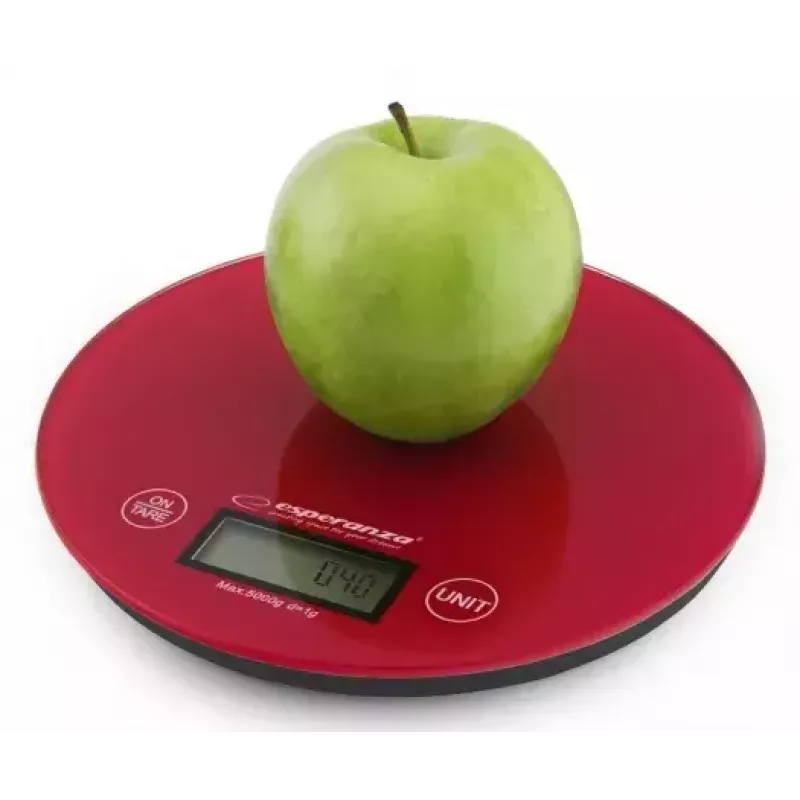 Elektroninės virtuvės svarstyklės ESPERANZA EKS003R — 5 kg talpa, taros funkcija, g/lb/oz, raudonos