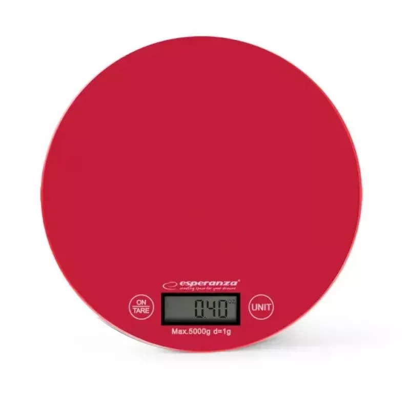 Elektroninės virtuvės svarstyklės ESPERANZA EKS003R — 5 kg talpa, taros funkcija, g/lb/oz, raudonos