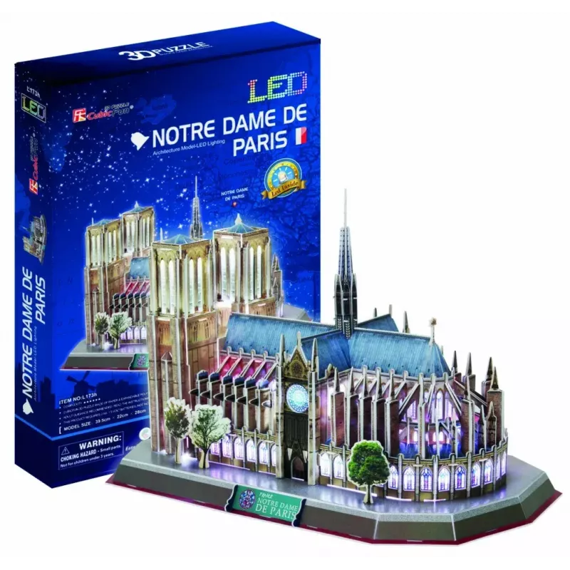 3D dėlionė CubicFun Notre Dame (Light) — modelis DA-20509, lengvas apšviestas leidimas