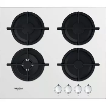 Whirlpool AKT 625/WH, juoda, balta, įmontuojama 60 cm, dujinė, 4 zonos (-ų)