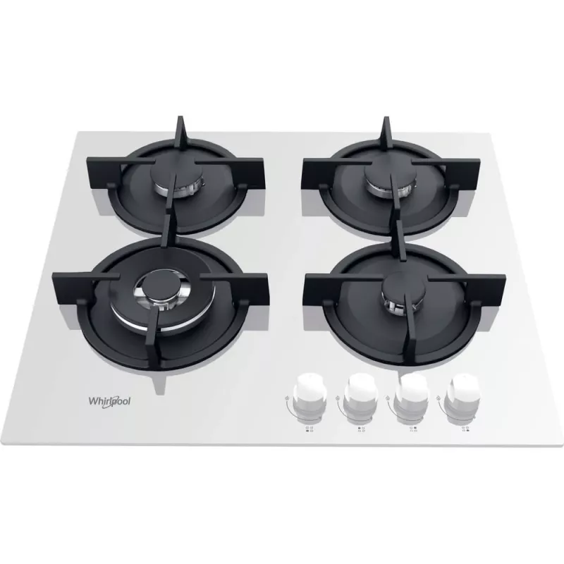 Whirlpool AKT 625/WH, juoda, balta, įmontuojama 60 cm, dujinė, 4 zonos (-ų)
