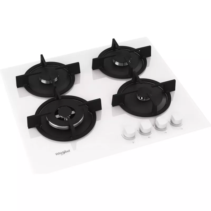 Whirlpool AKT 625/WH, juoda, balta, įmontuojama 60 cm, dujinė, 4 zonos (-ų)
