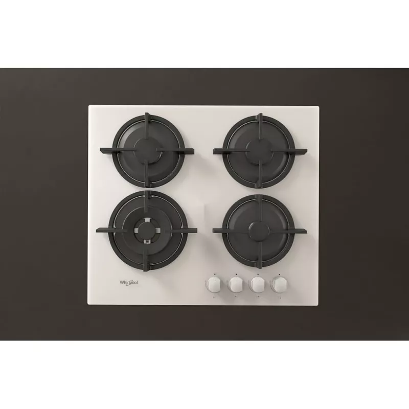 Whirlpool AKT 625/WH, juoda, balta, įmontuojama 60 cm, dujinė, 4 zonos (-ų)