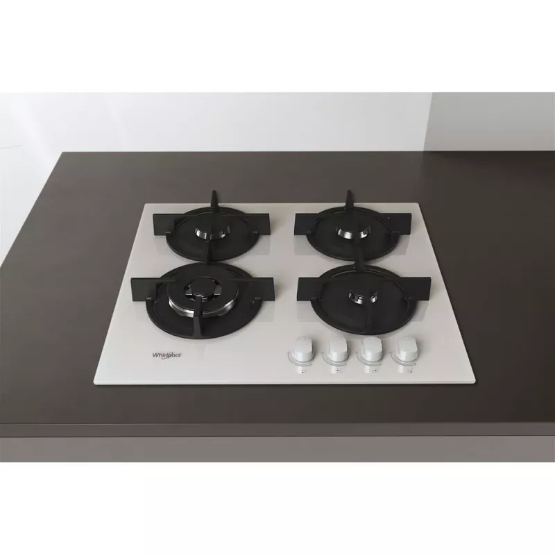 Whirlpool AKT 625/WH, juoda, balta, įmontuojama 60 cm, dujinė, 4 zonos (-ų)
