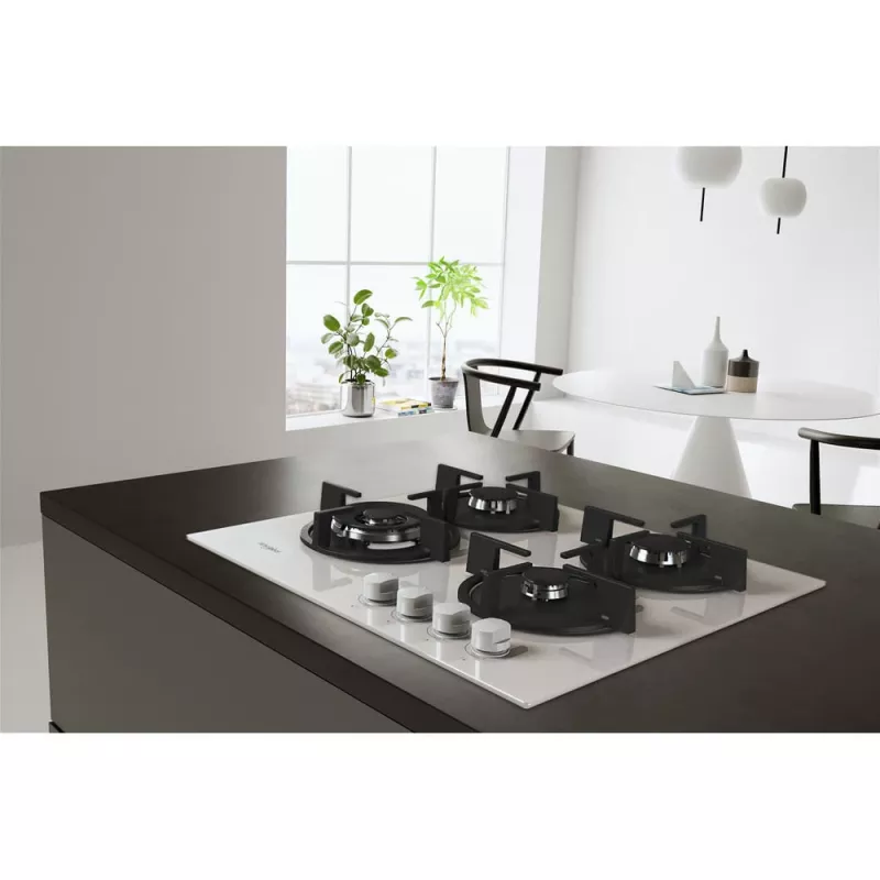Whirlpool AKT 625/WH, juoda, balta, įmontuojama 60 cm, dujinė, 4 zonos (-ų)