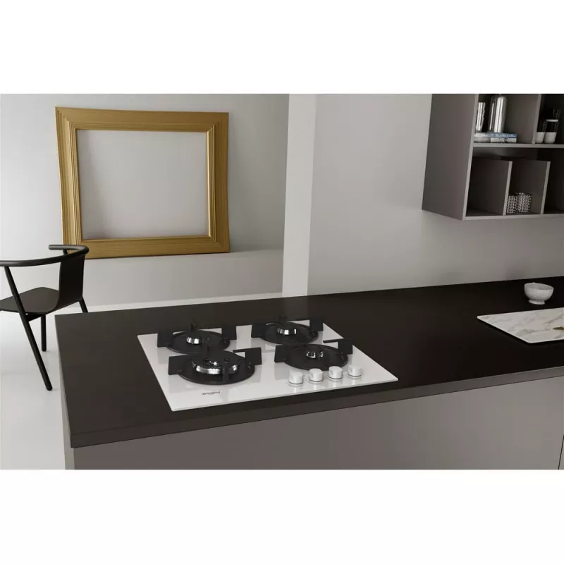 Whirlpool AKT 625/WH, juoda, balta, įmontuojama 60 cm, dujinė, 4 zonos (-ų)