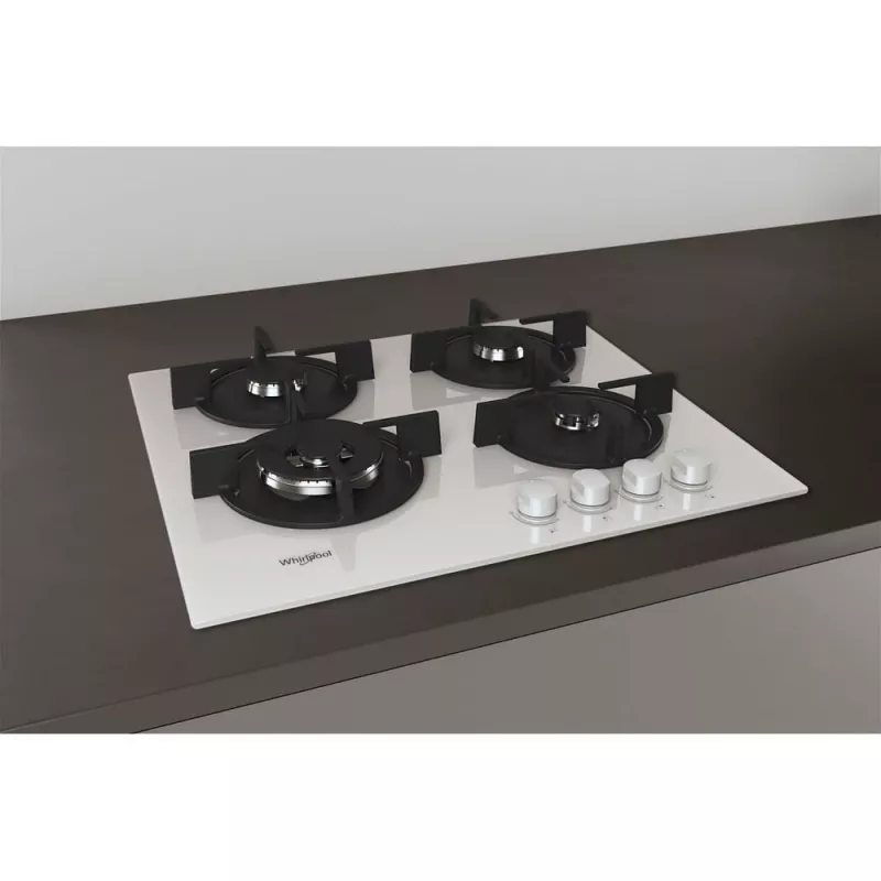 Whirlpool AKT 625/WH, juoda, balta, įmontuojama 60 cm, dujinė, 4 zonos (-ų)