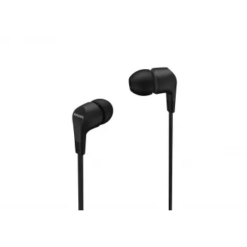 Laidinės į ausis įdedamos ausinės Philips TAE1105BK/00 — juodos, intraauralinės, 1,2 m laidas, 14,7 g