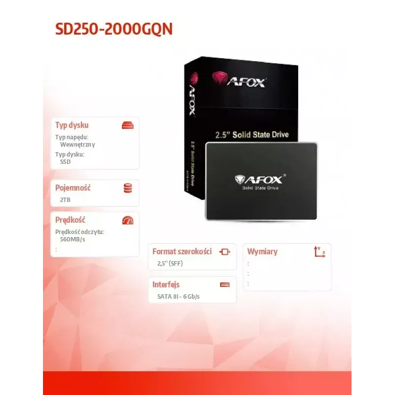 SSD disk AFOX 2TB 2.5 col SATA SD250-2000GQN