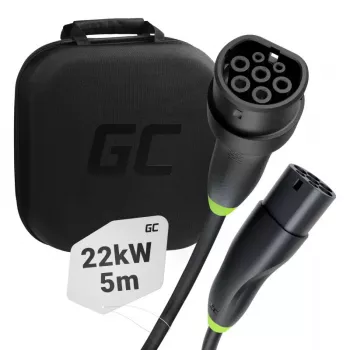 Įkrovimo kabelis Green Cell EVKABGC01 Type 2 — 5 m, 22 kW (3‑fazių), 32 A, juodas