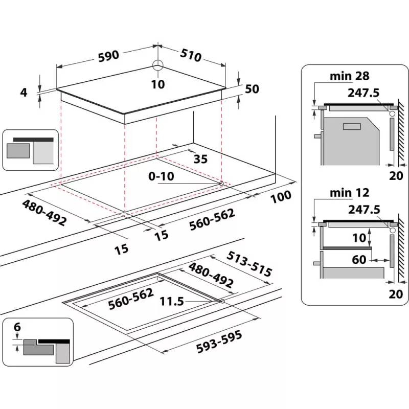Whirlpool WLB6860NE/S Sidabrinė Įmontuojama Zoninė indukcinė kaitlentė 4 zonos