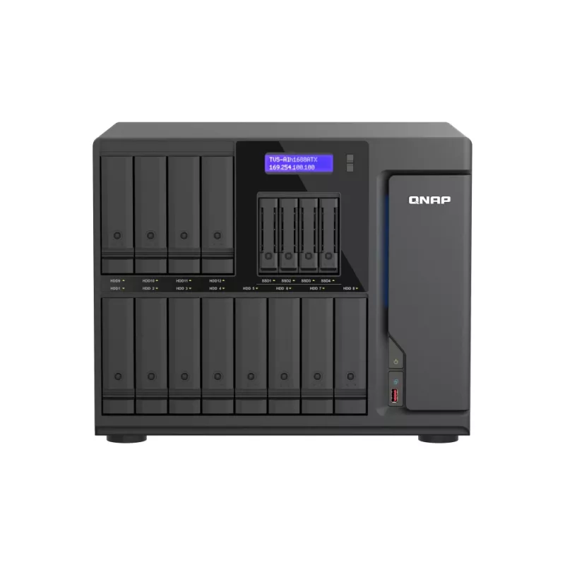 QNAP TVS-AIH1688ATX-U7-32G NAS / saugojimo serveris Tower 32 GB DDR5 0 TB QuTS hero Juodas