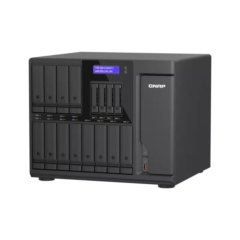 QNAP TVS-AIH1688ATX-U7-32G NAS / saugojimo serveris Tower 32 GB DDR5 0 TB QuTS hero Juodas