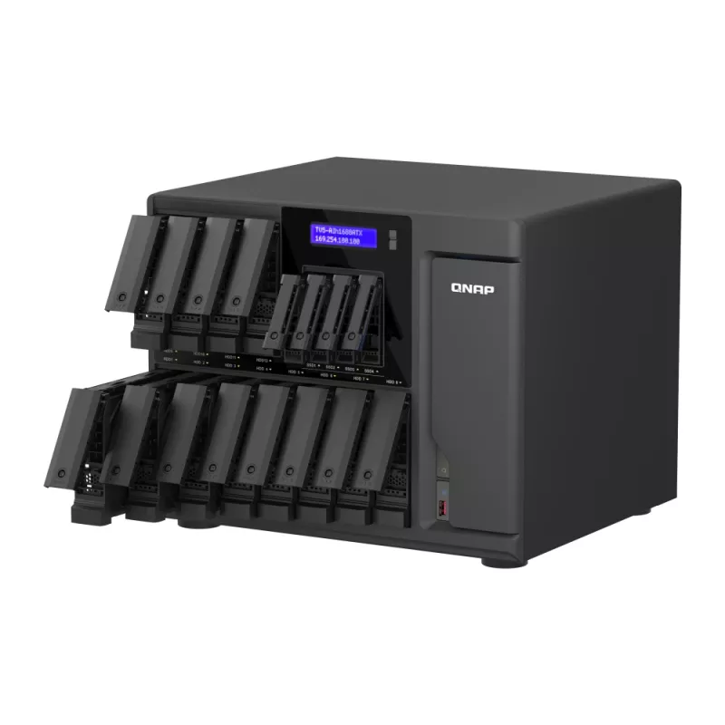 QNAP TVS-AIH1688ATX-U7-32G NAS / saugojimo serveris Tower 32 GB DDR5 0 TB QuTS hero Juodas