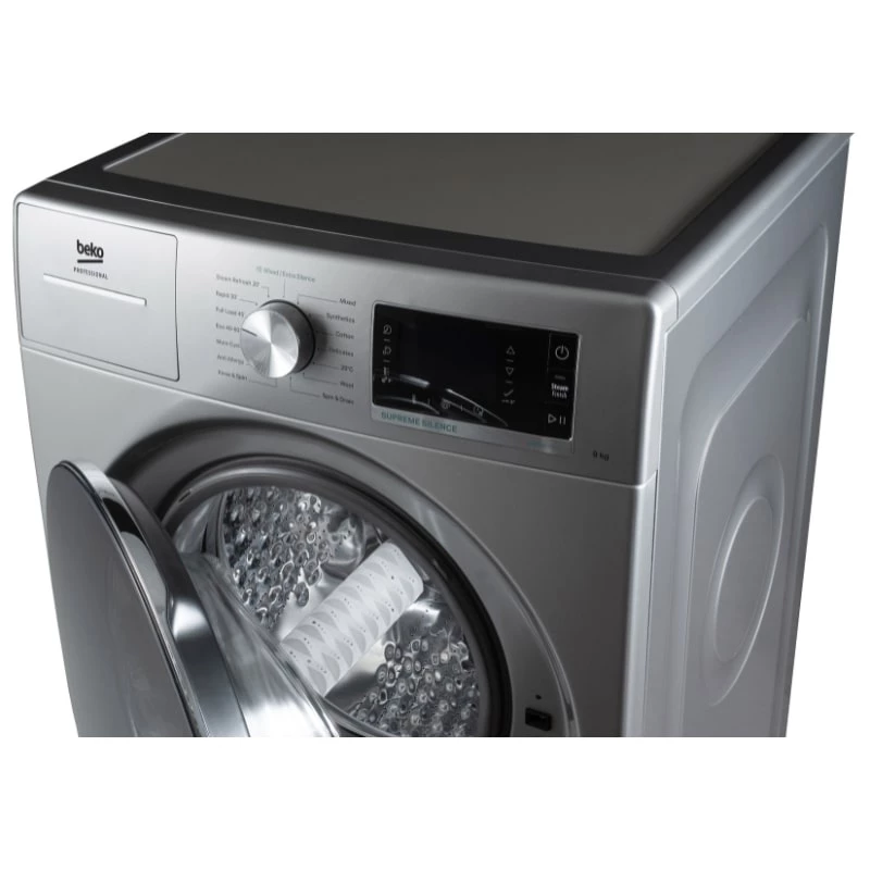 Priekinio pakrovimo skalbimo mašina BEKO AWB 912S/PRO BP — 9 kg, 1200 aps./min., nerūdijantis plienas