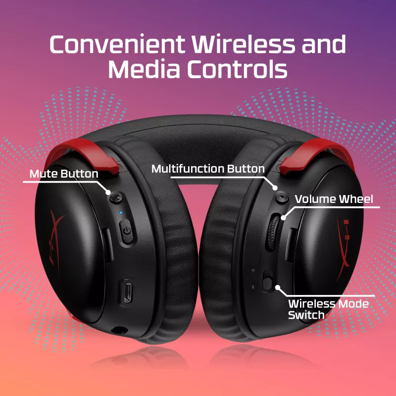 HyperX Cloud III S Wireless - žaidimų ausinės (juodos)
