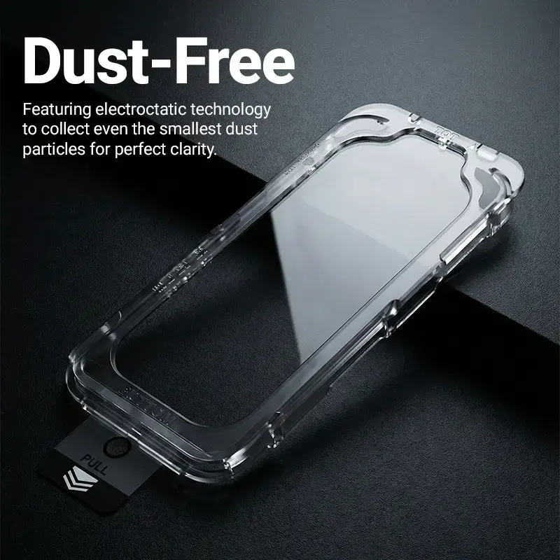 Grūdinto stiklo ekrano apsauga Crong EasyShield 2 rinkinys, skirtas iPhone 17 / 17 Pro / 16 Pro, aliumosilikatas, blizgus