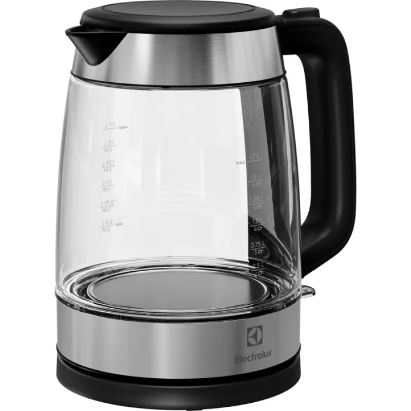 Electrolux E4GK1-4GB elektrinis virdulys 1,7 L 2200 W Juoda, Nerūdijantis plienas, Skaidrus