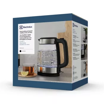 Electrolux E4GK1-4GB elektrinis virdulys 1,7 L 2200 W Juoda, Nerūdijantis plienas, Skaidrus