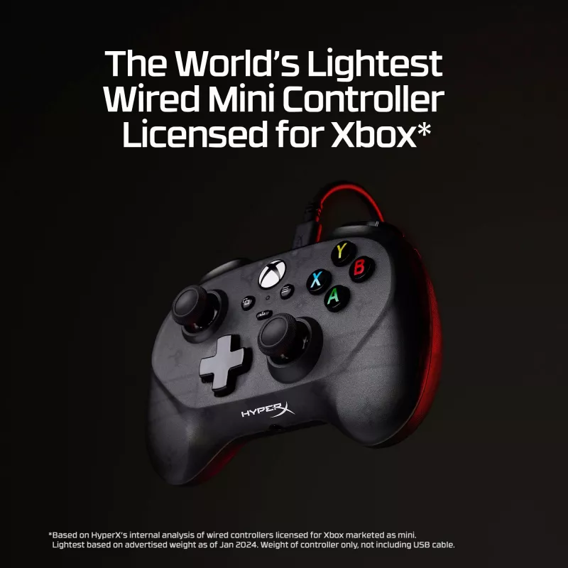 HyperX Clutch Tanto Mini WD žaidimų valdiklis, vairasvirtė, Xbox, Xbox One, laidinis, USB, juoda, 2,95 m