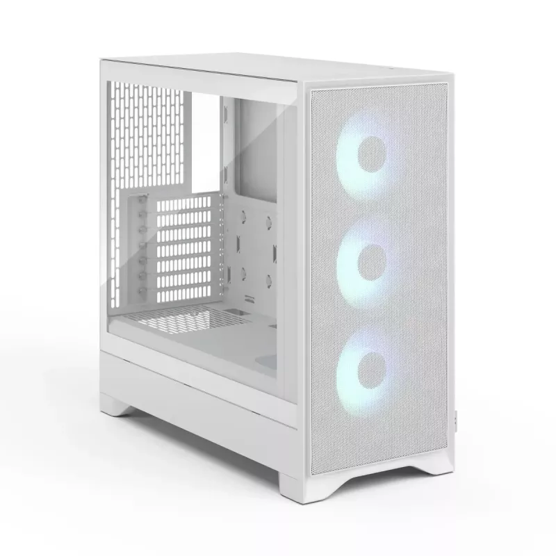 Fractal Design Pop 2 Air White TG RGB Midi Tower kompiuterio korpusas — ATX/Micro‑ATX/Mini‑ITX, grūdintas stiklas, 3x120 mm priekiniai ventiliatoriai