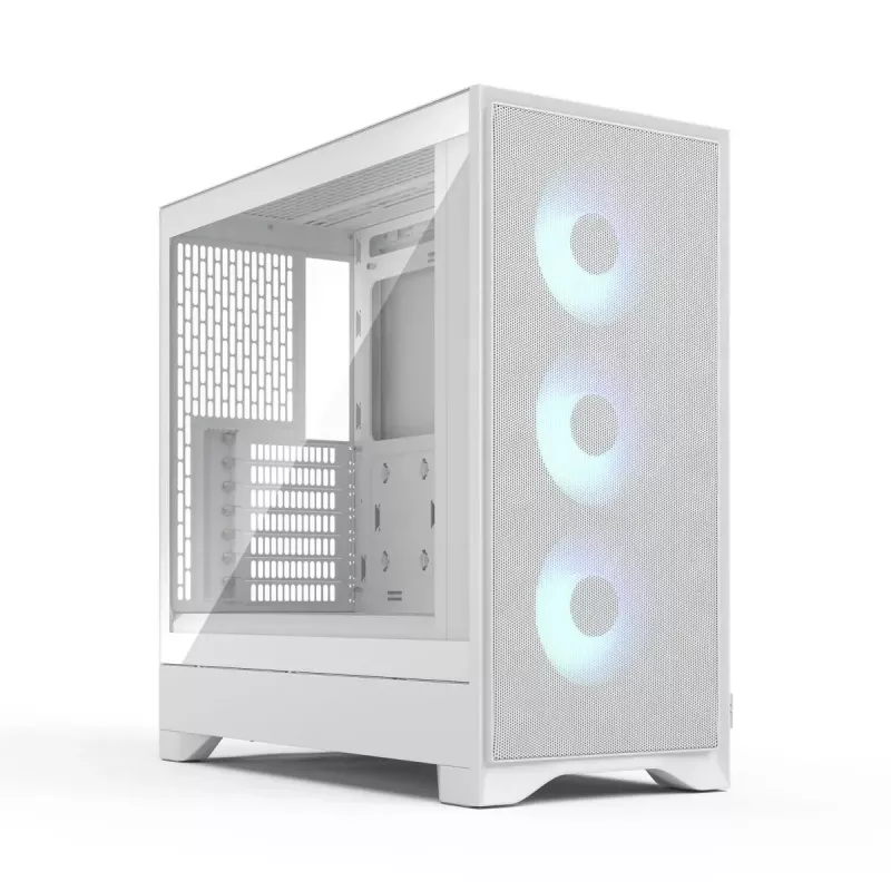 Fractal Design Pop 2 Air White TG RGB Midi Tower kompiuterio korpusas — ATX/Micro‑ATX/Mini‑ITX, grūdintas stiklas, 3x120 mm priekiniai ventiliatoriai