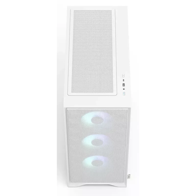 Fractal Design Pop 2 Air White TG RGB Midi Tower kompiuterio korpusas — ATX/Micro‑ATX/Mini‑ITX, grūdintas stiklas, 3x120 mm priekiniai ventiliatoriai