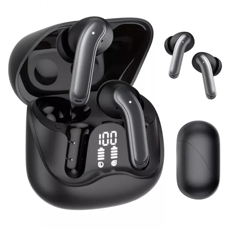 Belaidės į ausis įdedamos ausinės Audiocore AC591 PRO — hibridinis ANC, ENC, 6 mikrofonai, USB‑C įkrovimas, iki 9 val. atkūrimo, Tuya suderinama, juoda