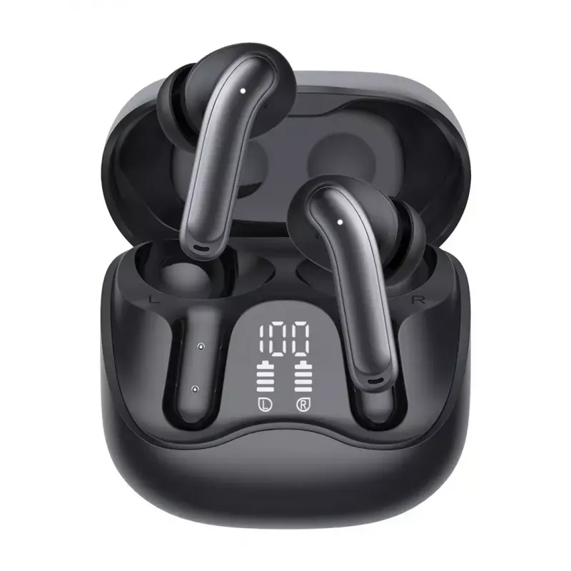 Belaidės į ausis įdedamos ausinės Audiocore AC591 PRO — hibridinis ANC, ENC, 6 mikrofonai, USB‑C įkrovimas, iki 9 val. atkūrimo, Tuya suderinama, juoda